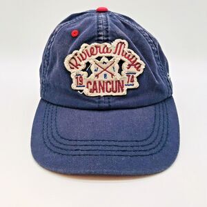 Riviera Maya Cancun Mexico 1974 Ball Cap Blue Pier 27 Adjustable Strapback Hat